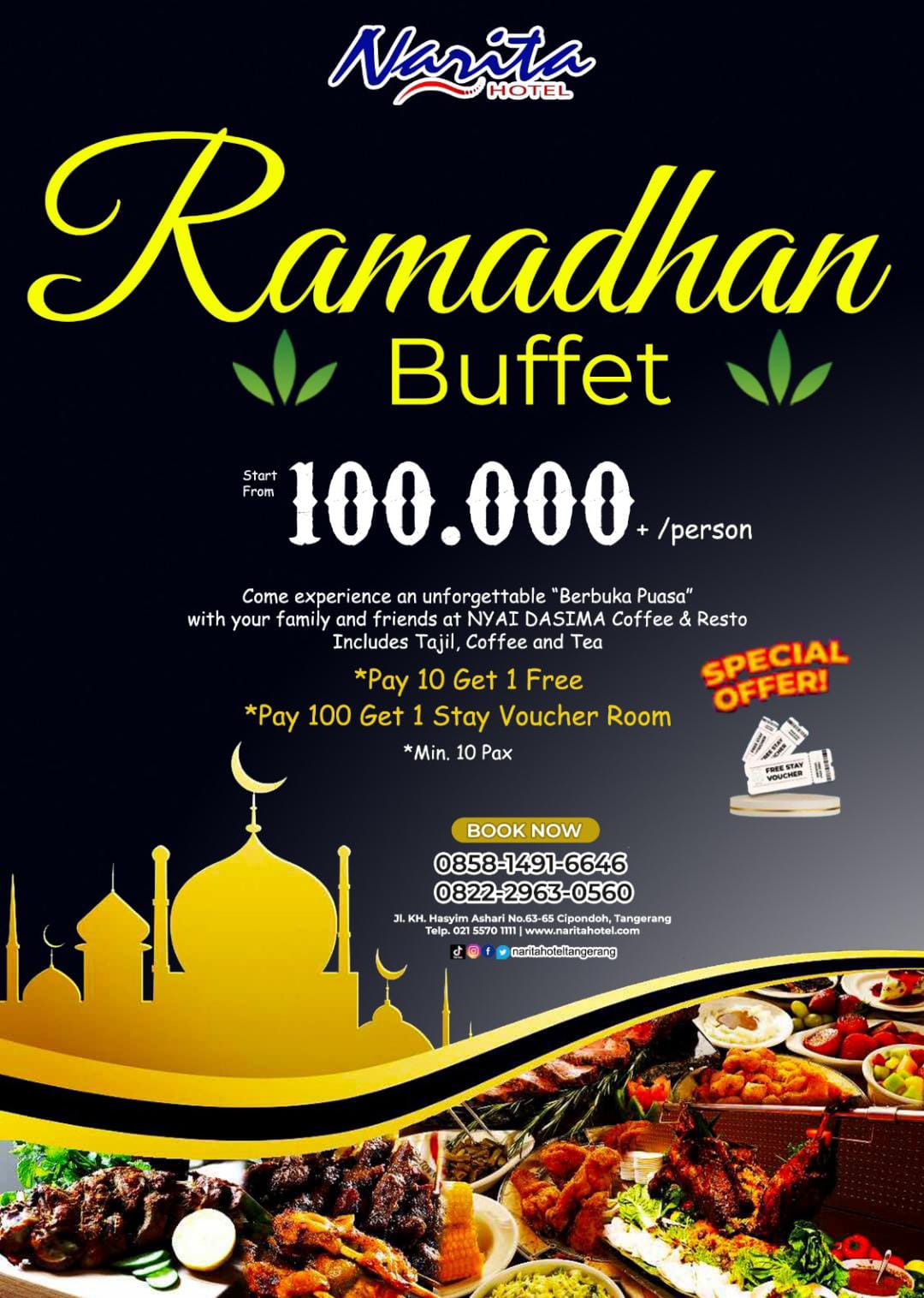 Bulan Ramadhan, Narita Hotel Tangerang Berikan Promo
Ramadhan Hampers, Ramadhan Buffet hingga Voucher Menginap Gratis