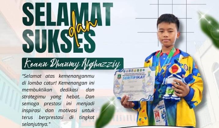 Keanu Dhaumy Alghazziy, santri dari Pesantren Tahfizh Adh-Dhuhaa Kota Tangerang yang berhasil meraih prestasi di bidang catur.(ist)
